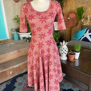 NWT Lularoe Sparkley Red Skater Mini Dress XS